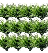 TURNMEON 20 Bundles Artificial Plants Outdoor Faux Boston Fern Summer Decor Fake Plants UV Resist...