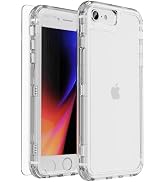 X-belmox Heavy Duty Clear Phone Case for iPhone SE 2022 (3rd Gen) with Screen Protector, 3 in 1 f...