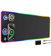GIM RGB Gaming Mouse Pad with Simultaneous Charging for Phone & iWatch, LED Mouse Mat 800x300x4MM...