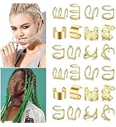 24 Pcs Gold Hair Jewelry for Braids Metal Alloy Braid Clips Rhinestone Hair Braids Dreadlock Non-...