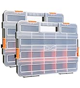 MIXPOWER 15-inch 2pcs Toolbox Organizer Sets, 20 Removable Dividers, Durable Plastic Box, Excelle...