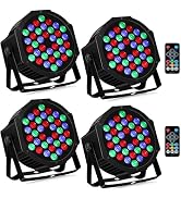 YeeSite 36LEDs RGB Stage Lights 4Pack: 36W Par Light- Remote & DMX Control - Sound Activated Cord...