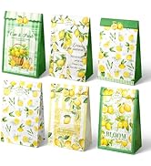 Aobkiat Lemon Gift Bags with Sealing Stickers,24PCS Yellow Green Lemon Fruit Theme Candy Treat Go...