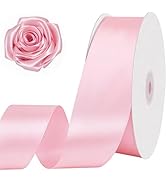 woric 120 Yards Light Pink Ribbon 1 1/2 Inch Baby Pink Satin Ribbon for Mothers Day Graduation Le...