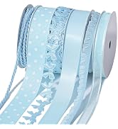LaRibbons Light Blue Ribbons for Crafts 6 Rolls 28.5 Yards TTL Thin Ribbon for Baby Shower Sewing...