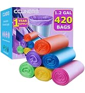 1.2 Gallon Small Trash Bags (420 Count) CCLINERS 1 Gallon Garbage Bags 5l Bathroom Trash Can Line...