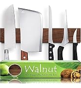 Premium 10 Inch (Small Size) Dark Walnut Wood Magnetic Knife Holder – Professional Wooden Magneti...