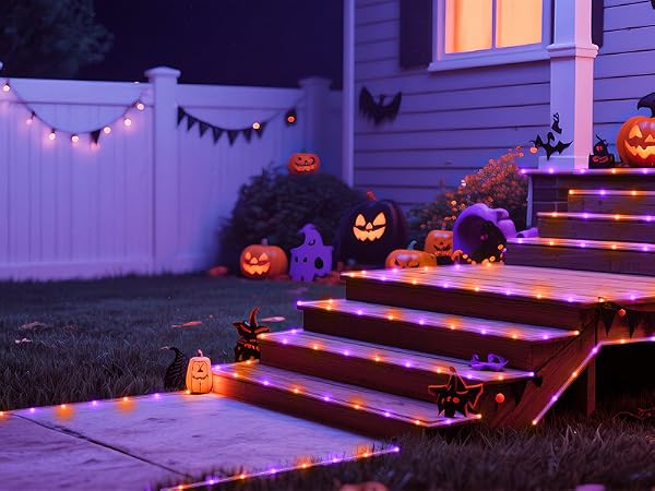 rope lights for outside rube lights Halloween purple orange lights outdoor string lights indoor