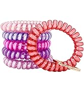 BIHRTC Pack of 6 Key Wristlet Coil Keychain Bracelet Spiral Keychain Bracelet Coil Hair Ties Cand...
