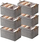 AARAINBOW Closet Clothes Organizer Bins 6 Pc, Fabric Box Storage Shelf Bins Stackable, Foldable C...