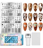 PH PandaHall 4pcs Boho Element Nail Stamping Templates Western Cowboy Nail Art Templates Cowboy B...