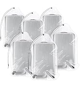 32x42 Inch Extra Large Clear Drawstring Plastic Bags 6 Pack(4 Mils), Dustproof Moistureproof Reus...