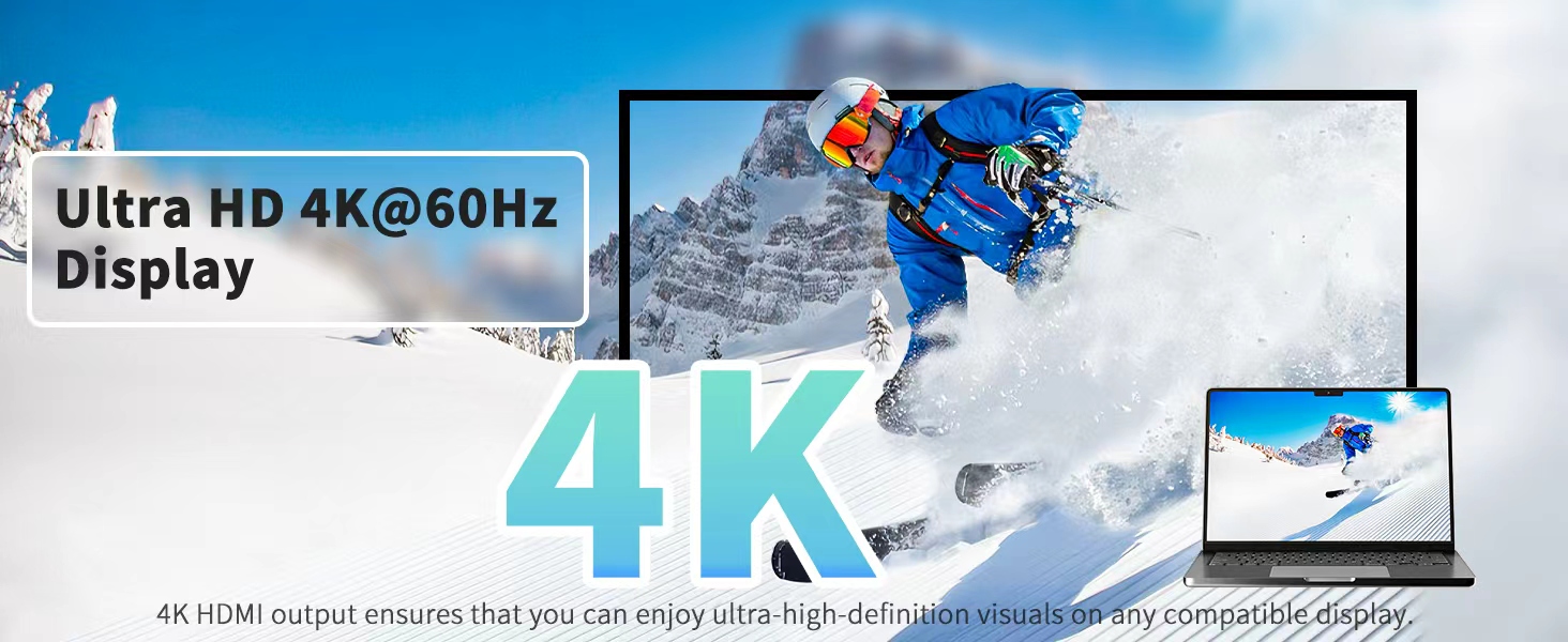 Dual monitor docking station with 4K@60Hz HDMI and 1080P VGA for seamless multi-display setup.
