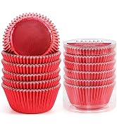 Caperci Red Foil Cupcake Muffin Liners Standard Size Baking Cups 150-Pack - Premium Greaseproof &...