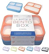 kinsho Bento Lunch Boxes for Adults or Kids | Large 3 Compartment Containers with Dividers for Me...
