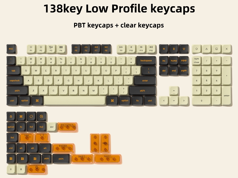 womier low profile keycap,pbt/pc keycaps,clear keycaps,double shot keycaps