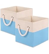 ShellKingdom Storage Bins, Fabric Storage Cube with Cotton Rope Handle | Foldable Storage Boxes, ...