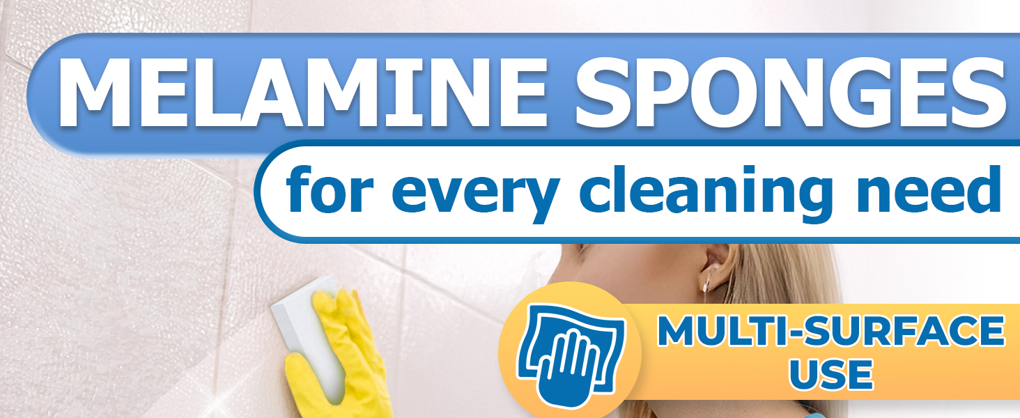 Non-scratch melamine cleaning pad wipes burnt-on grease and food residue from glass cooktop