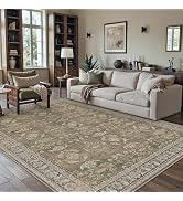 PureCozy 6x9 Brown Area Rug for Living Room Washable Vintage Distressed Carpet Large Bedroom Low ...