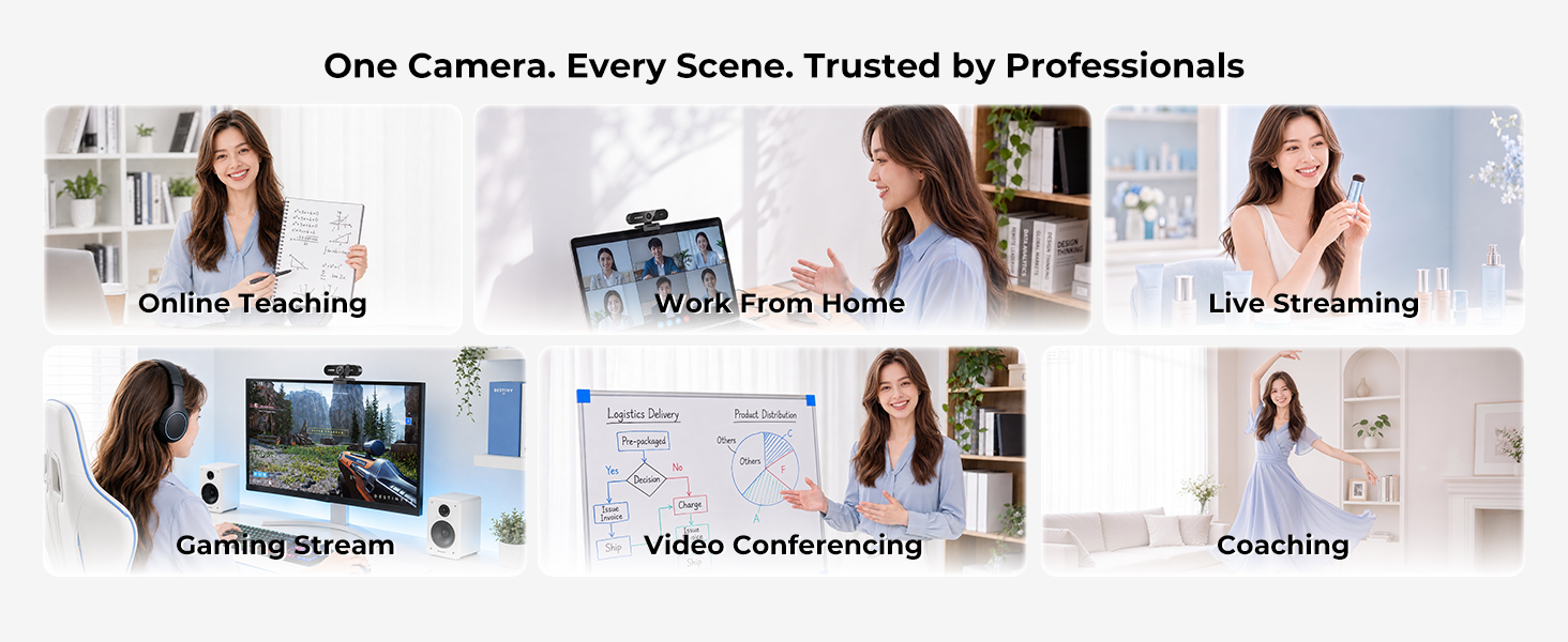 4K Webcam with Microphone Triple Privacy Protection