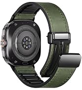 Charlam Magnetic Leather Bands Compatible with Samsung Galaxy Watch Ultra Bands 47mm(2025/2024), ...