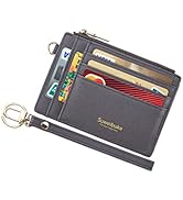 Wikavanli Women Slim Rfid Blocking Credit Card Case Holder Wristlet Zip ID Case Wallet Small Comp...