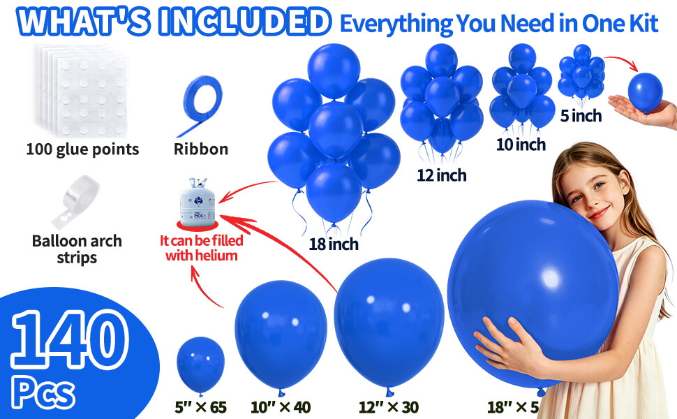 blue balloons different sizes