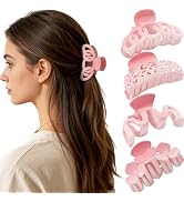 Pink Hair Clips 4 Pack Cute Hair Claw Clips for Thin Thick Hair Floral Shamrock Hair Clip St. Pat...