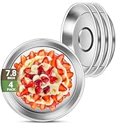 Offiper 4 Deep Stainless Steel Plates, 7.8 inch 304(18/8) Metal Camping Plate, Reusable Food Serv...