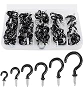 90 Pcs Black Ceiling Hooks kit, 6 Sizes Vinyl Coated Screw-in Ceiling Hooks, Plant Hooks Kitchen ...