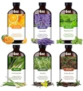 Aromatherapy Essential Oil Set - 6 bottles × 120ml Lavender, Vanilla, Peppermint, Orange,Lemongra...