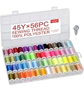 56 rainbowColor Set of Handy Polyester Sewing Threads with needls and Threader