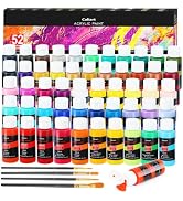 Caliart 52 Colors Acrylic Paint Set with Painting Brushes | Rich Pigment, Craft Painting Kit for ...