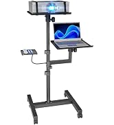 Projector and Laptop Stand Tripod, 2 Shelves Mobile Projector Tripod Stand, Max 47"Height Adjusta...