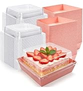 Nexboraque 100 Pack Small Charcuterie Boxes with Clear Lids | 5 Inch Cake Disposable Square Desse...