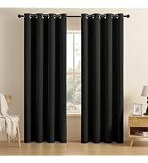CUCRAF Black Blackout Curtains 84 inch Length 2 Panels Set, Room Darkening Curtains & Drapes for ...