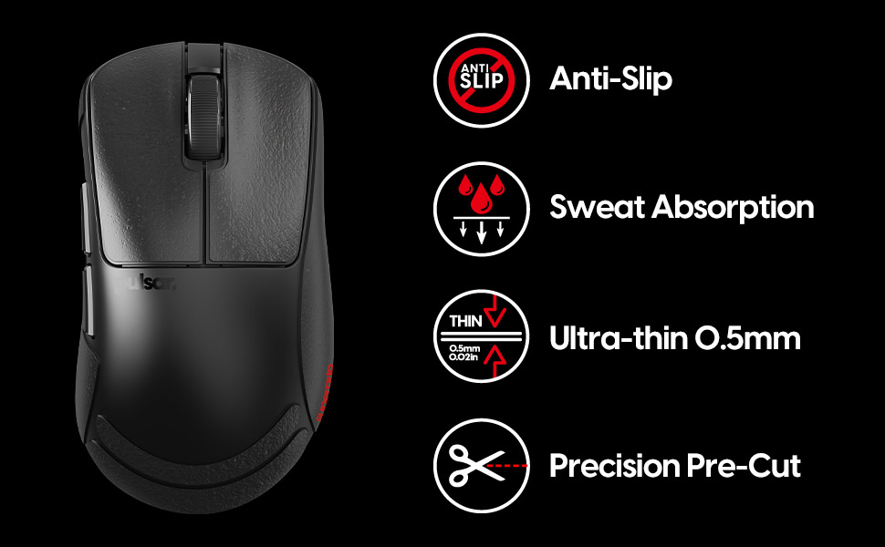 Supergrip eSports grade grip tape for Pulsar Xlite V3, Xlite V3 eS gaming Mouse