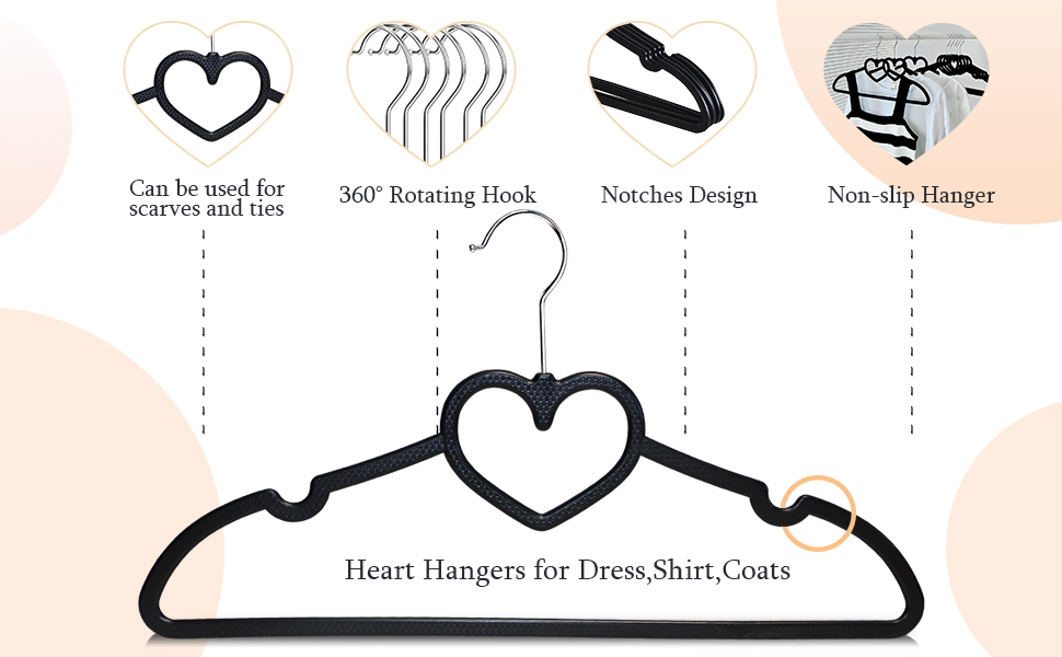 Black Slim Hangers Coat Hangers with 360 Degree Swivel Hook