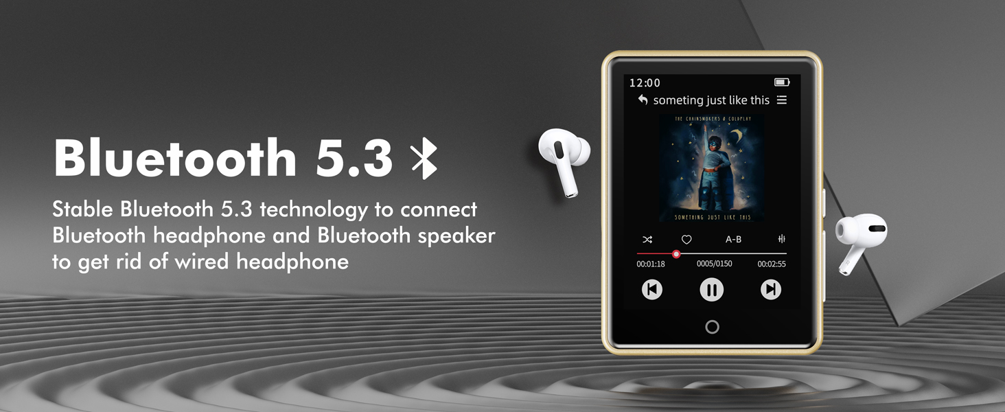 64GB MP3 Player with Bluetooth 5.3, Portable Music Player with Voice Recorder ,FM Radio, Pedometer