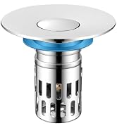 DODOBETTER Universal Bathroom Sink Stopper, Pop Up Sink Drain Strainer Plug with Removable Stainl...