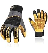 Vgo... Cow Leather Work Gloves Men, Leather Gardening Gloves, Yardwork Gloves, Scatch & Thorn Pro...