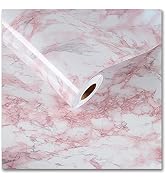 CRE8TIVE Pink Marble Contact Paper Waterproof 24"x118" Wide Pink Marble Wallpaper Peel and Stick ...
