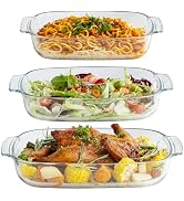 Borosilicate Glass Baking Dish – 3 piece Heat-Resistant Large Deep Casserole Dishes, Oven to Tabl...