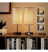 YIDPU Table Lamp for Bedroom,Nightstand Lamp for Bedside with AC Outlets,Adjustable 3color LED Li...