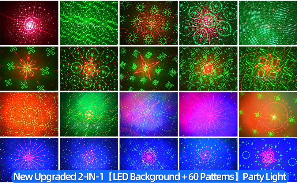 New Upgraded 2-IN-1 LED Background + 60 Patterns Party Light