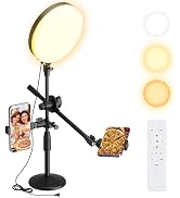 OUKMIC 10.5" Ring Light with Stand Full Screen Selfie Kit for Desk Laptop with Phone Holder and A...