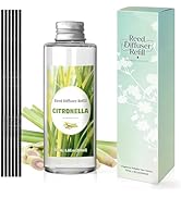 STRN Citronella Reed Diffuser Oil Refill, Citronella Scent 200ML(6.8fl.oz) with 6 Sticks, Air Fre...