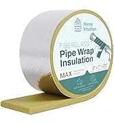 Home Intuition 25 Foot Foiled Back Fiberglass Pipe Insulation Wrap, 3" Wide x 1" Thick