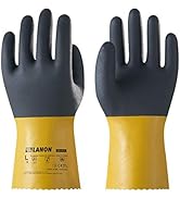 LANON PVC Coated Chemical Resistant Gloves, Reusable Heavy Duty Safety Work Gloves, Acid, Alkali ...