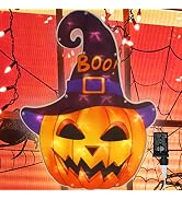 LAMPHOME 16.7" 20LED Lighted Jack-O-Lantern Halloween Window Silhouette Decoration,Halloween Ligh...